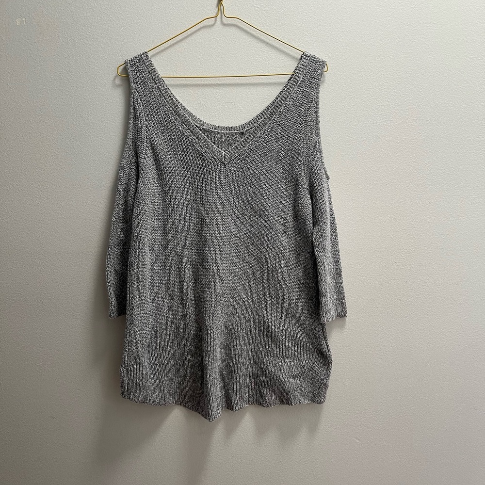 Express Grey Sweater with Eyelet Sleeves